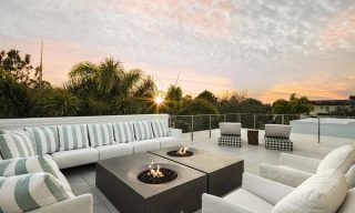 eldorado stone, fire bowl, outdoor living, great room, rooftop patio
