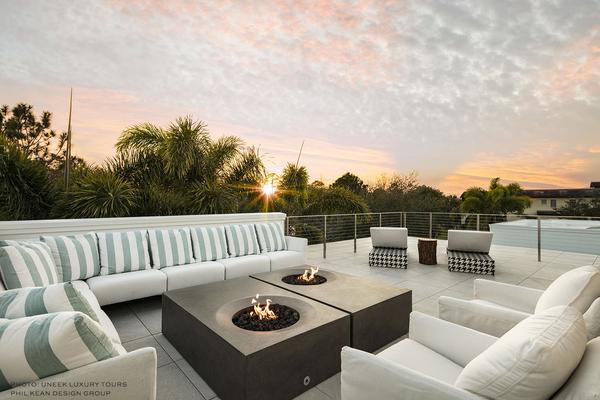 eldorado stone, fire bowl, outdoor living, great room, rooftop patio